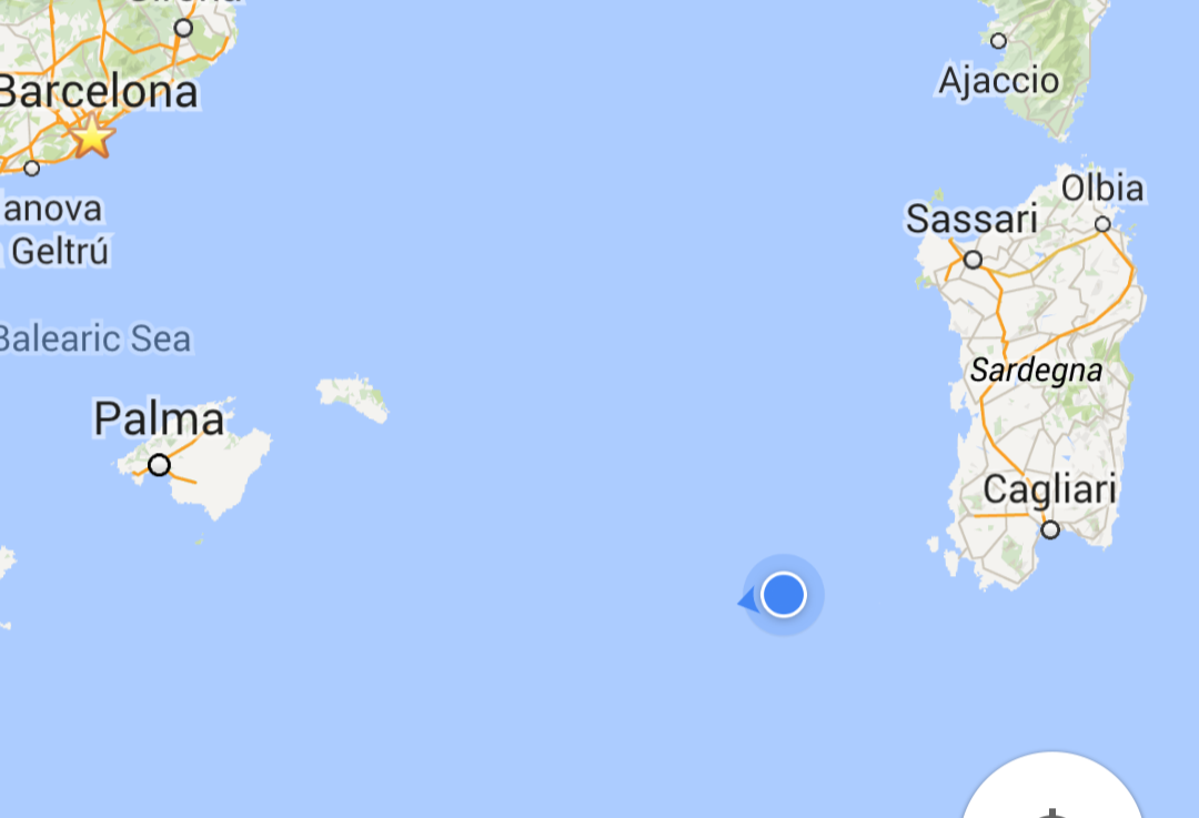 kaart Middellandse Zee zeezeilen zeilreis Sardinië